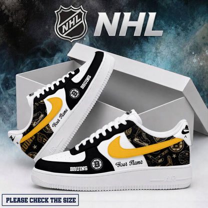 LIMITED EDITION - NEW CUSTOMIZED NHL02 BTB BOSTON BRUINS AF1 SHOES
