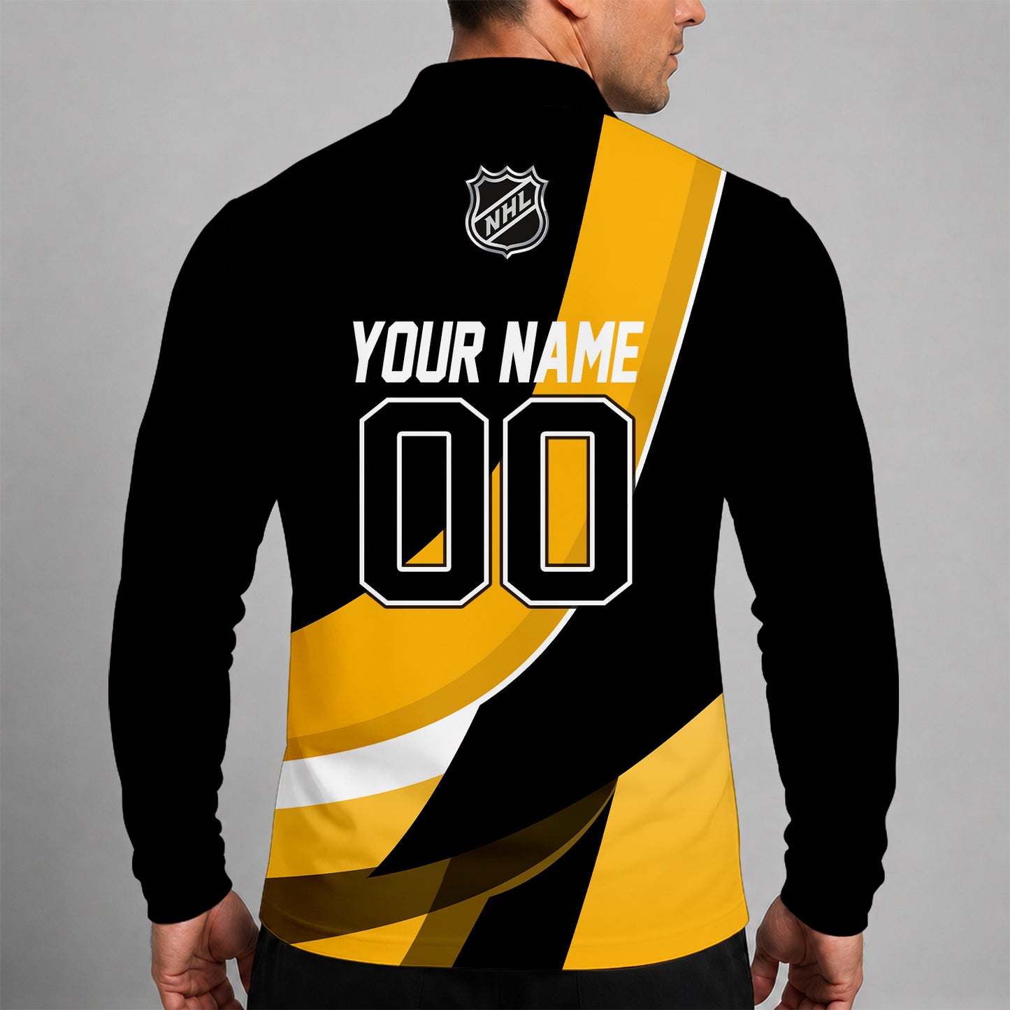 [SUPER SALE] NEW CUSTOMIZED NHL02 BTB BOSTON BRUINS MEN LONG SLEEVE POLO