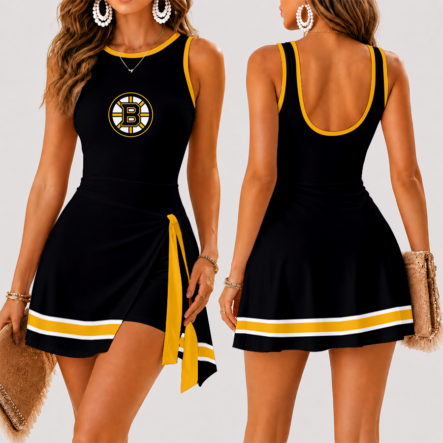 [SUPER SALE] NEW CUSTOMIZED NHL02 BTB BOSTON BRUINS WOMEN'S SUMMER SKORT DRESS