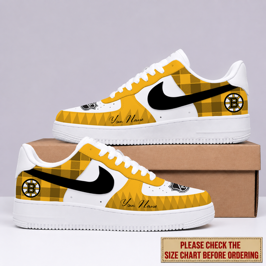 LIMITED EDITION - NEW CUSTOMIZED NHL02 BTB BOSTON BRUINS AF1 SHOES