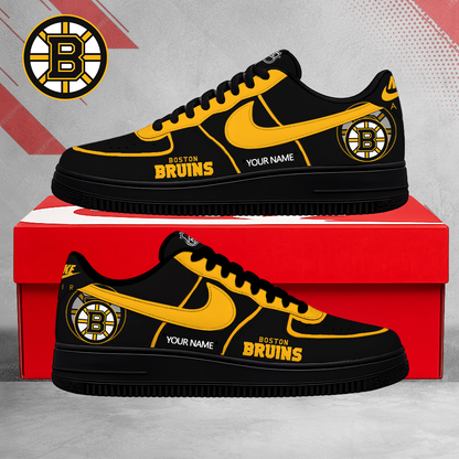 LIMITED EDITION - NEW CUSTOMIZED NHL02 BTB BOSTON BRUINS AF1 SHOES