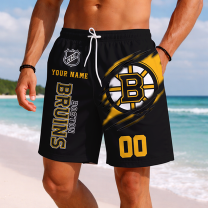 LIMITED EDITION - NEW CUSTOMIZED NHL02 BTB BOSTON BRUINS SHORT PANTS