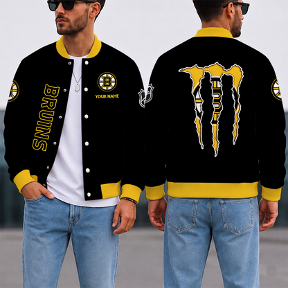 EXCLUSIVE EDITION - NEW CUSTOMIZED NHL02 BTB BOSTON BRUINS SATIN VARSITY JACKET & BASEBALL JACKET