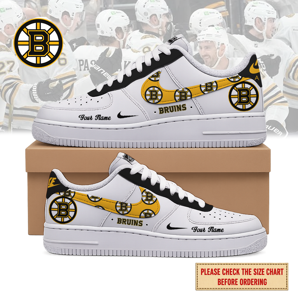 EXCLUSIVE EDITION - NEW CUSTOMIZED NHL02 BTB BOSTON BRUINS AF1 SHOES