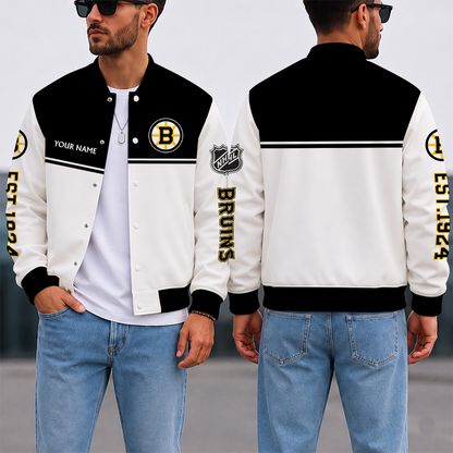 EXCLUSIVE EDITION - NEW CUSTOMIZED NHL02 BTB BOSTON BRUINS SATIN VARSITY JACKET & BASEBALL JACKET