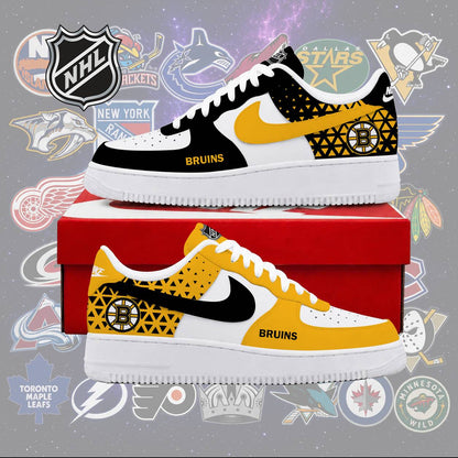 LIMITED EDITION - NEW CUSTOMIZED NHL02 BTB BOSTON BRUINS AF1 SHOES