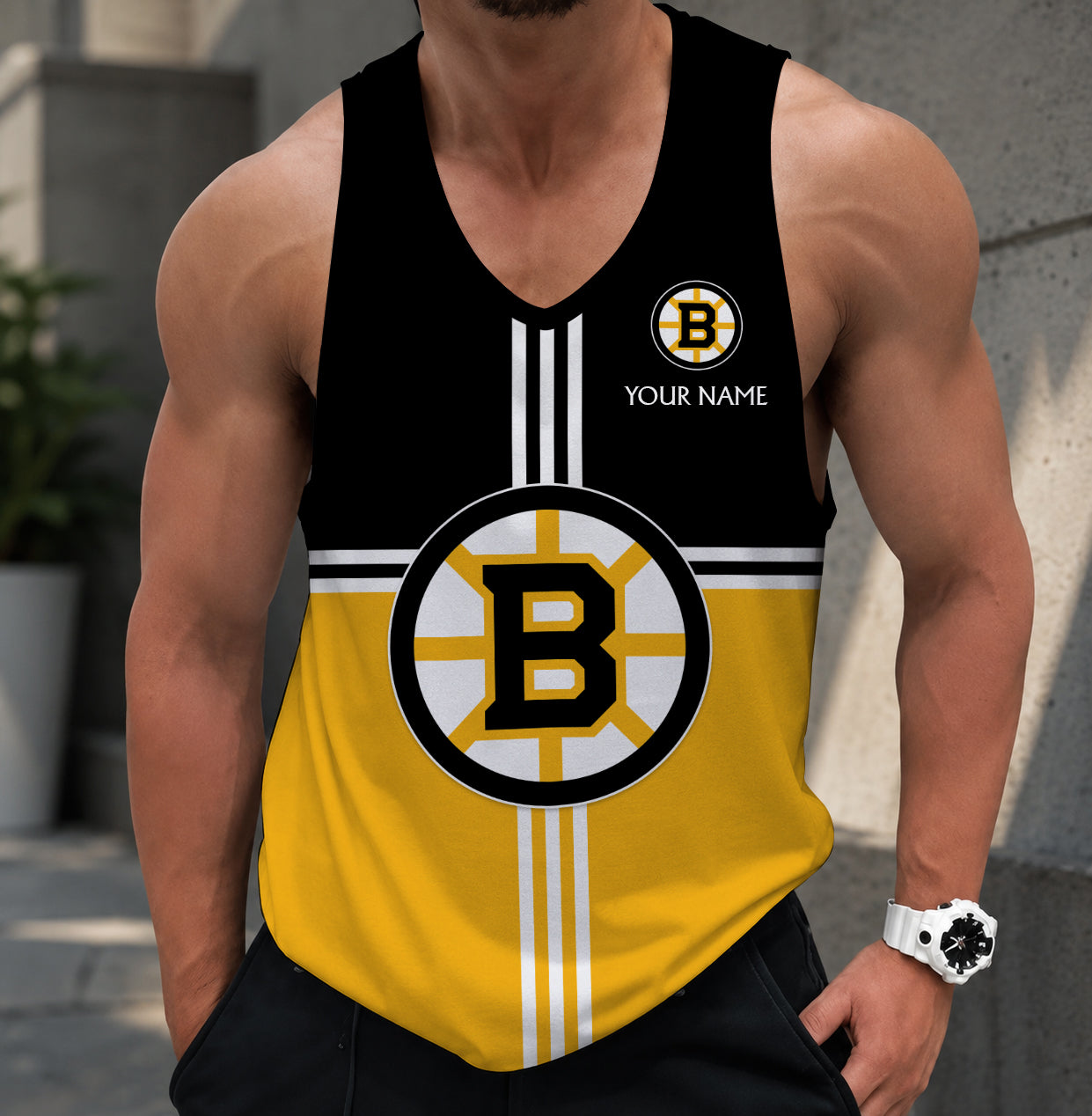 LIMITED EDITION - NEW CUSTOMIZED NHL02 BTB BOSTON BRUINS MEN'S TANK TOP