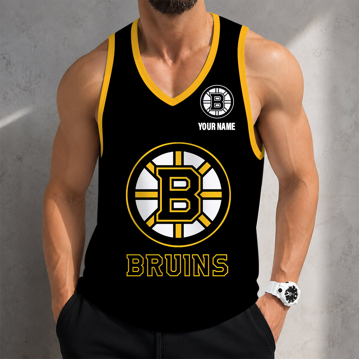 LIMITED EDITION - NEW CUSTOMIZED NHL02 BTB BOSTON BRUINS MEN'S TANK TOP