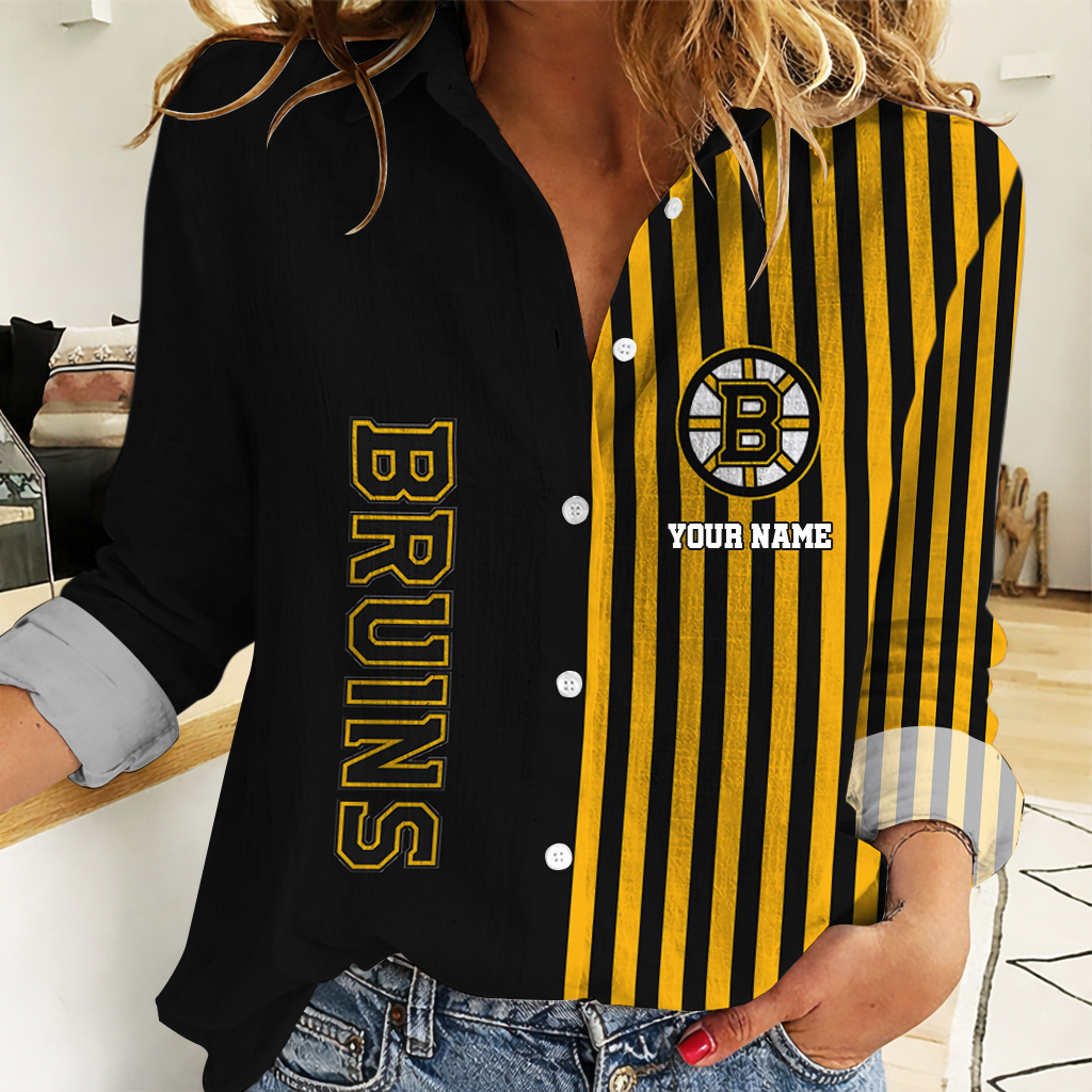 EXCLUSIVE EDITION - NEW CUSTOMIZED NHL02 BTB BOSTON BRUINS WOMEN CASUAL SHIRT