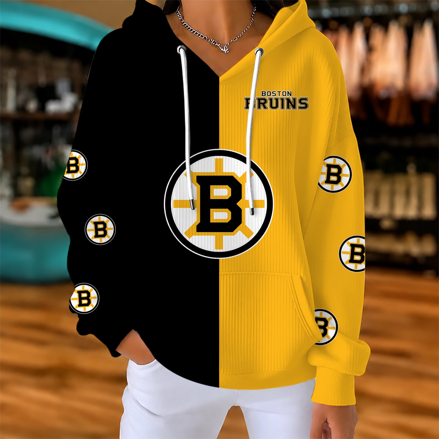 [SUPER SALE] NEW CUSTOMIZED NHL02 BTB BOSTON BRUINS RIBBED HOODIE & SWEATSHIRT