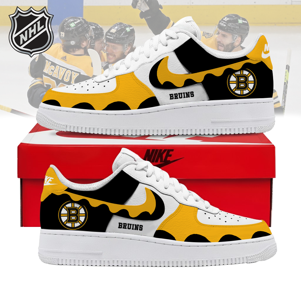 VIRAL EDITION - NEW CUSTOMIZED NHL02 BTB BOSTON BRUINS AF1 SHOES