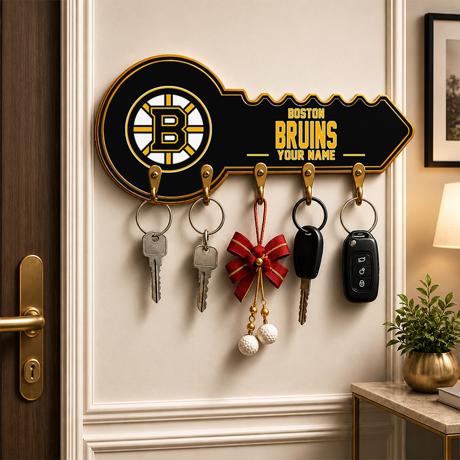 [SUPER SALE] NEW CUSTOMIZED NHL02 BTB BOSTON BRUINS WALL KEY HOLDER FOR HOME