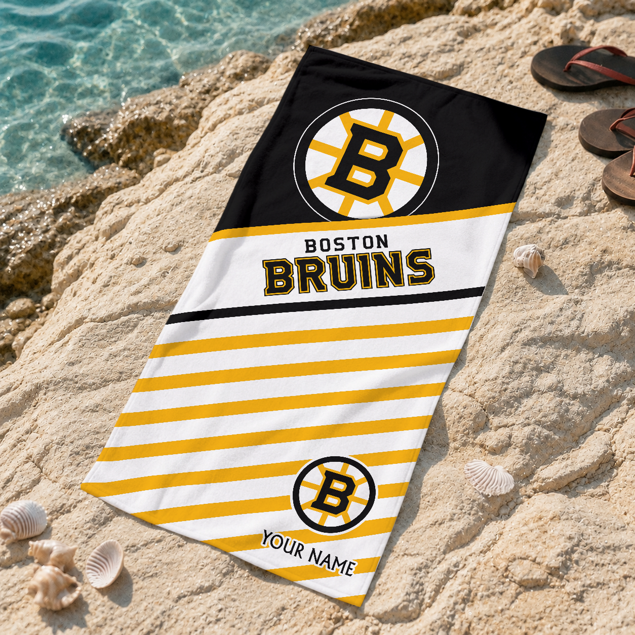 LIMITED EDITION - NEW CUSTOMIZED NHL02 BTB BOSTON BRUINS BEACH TOWEL