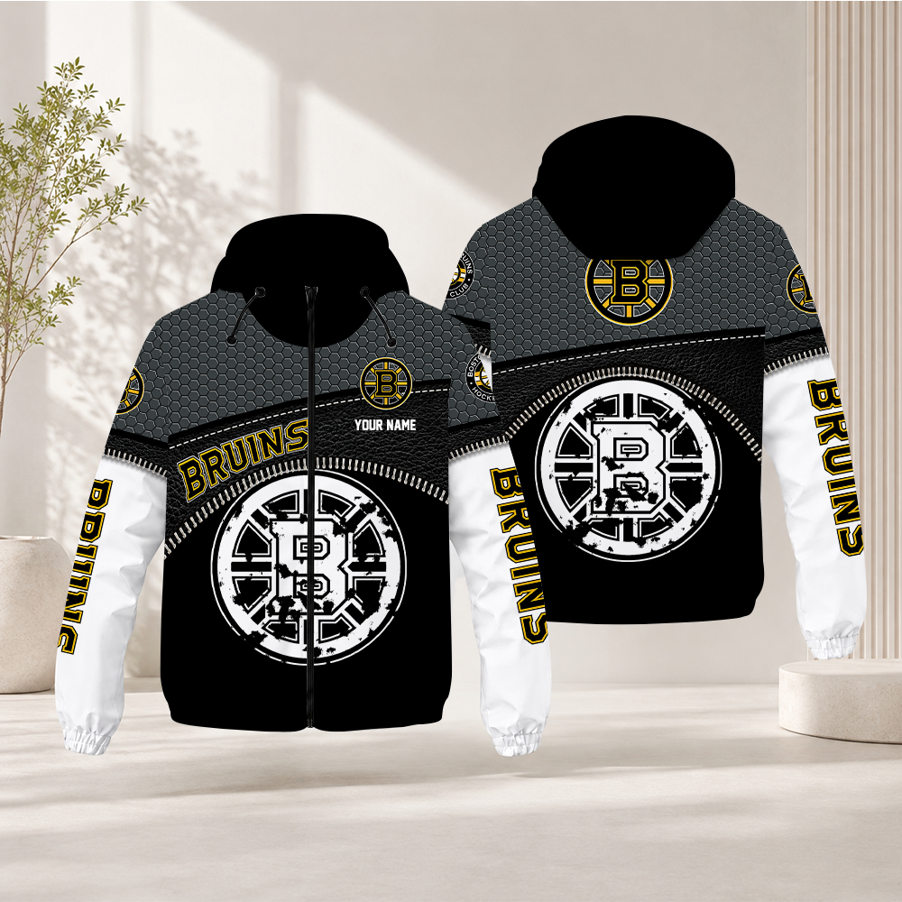 EXCLUSIVE EDITION - NEW CUSTOMIZED NHL02 BTB BOSTON BRUINS WINDBREAKER JACKET