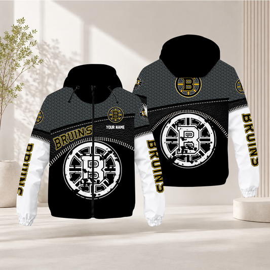 EXCLUSIVE EDITION - NEW CUSTOMIZED NHL02 BTB BOSTON BRUINS WINDBREAKER JACKET