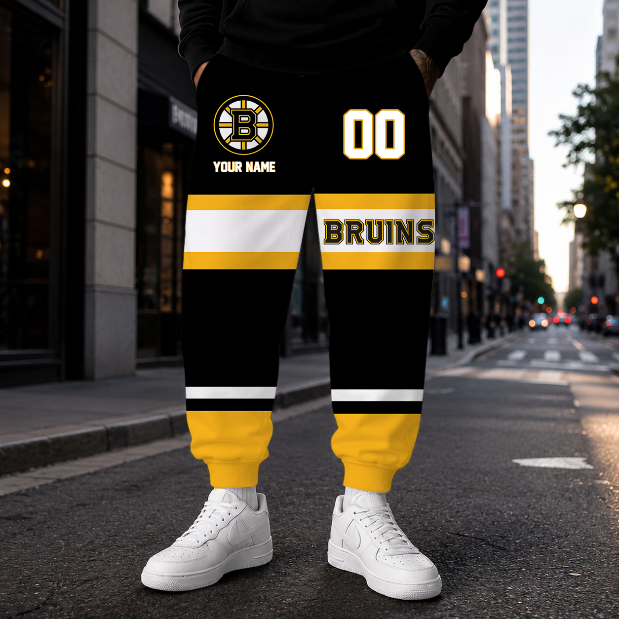 VIRAL EDITION - NEW CUSTOMIZED NHL02 BTB BOSTON BRUINS SWEATPANTS