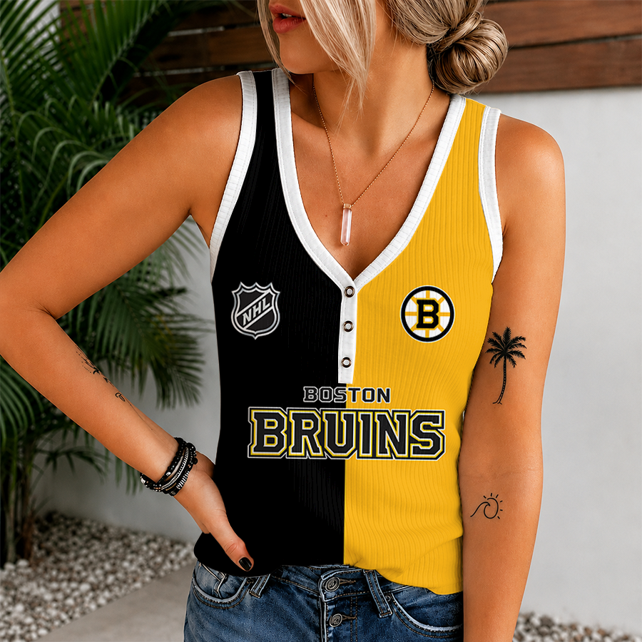 [SUPER SALE] NEW CUSTOMIZED NHL02 BTB BOSTON BRUINS WOMEN'S V-NECK TANK TOP