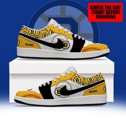 [SUPER SALE] NEW CUSTOMIZED NHL02 BTB BOSTON BRUINS AIR JORDAN LOW SHOES