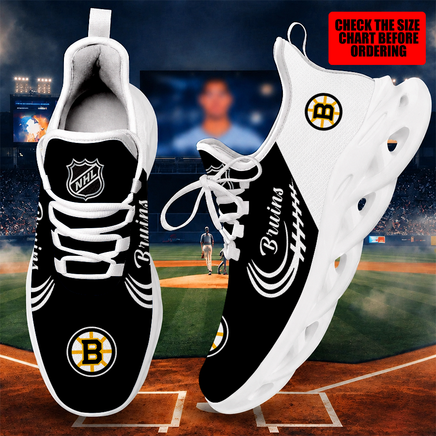 [SUPER SALE ] NEW CUSTOMIZED NHL02 BTB BOSTON BRUINS MAX SOUL SHOES
