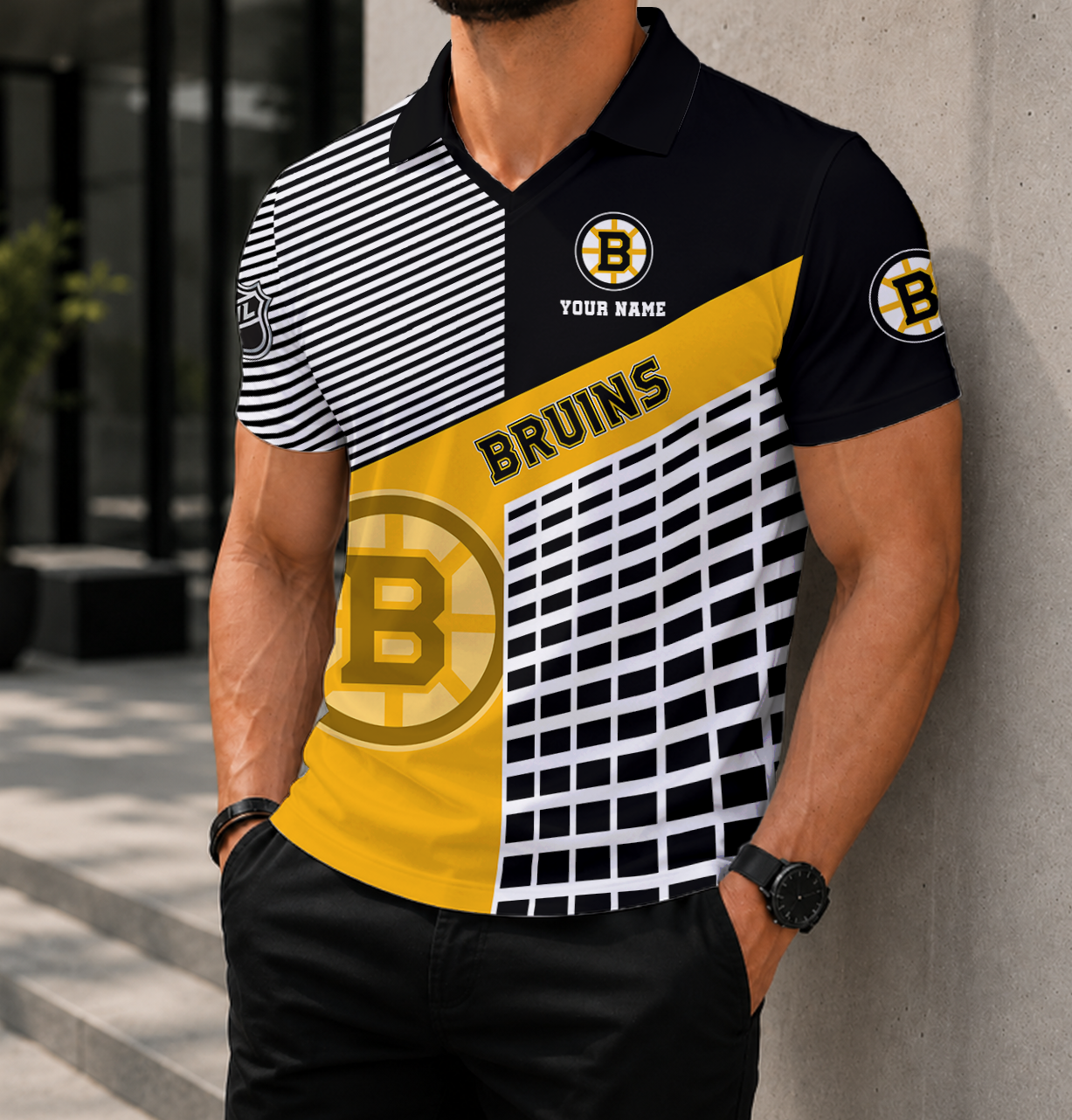 VIRAL EDITION - NEW CUSTOMIZED NHL02 BTB BOSTON BRUINS POLO SHIRT