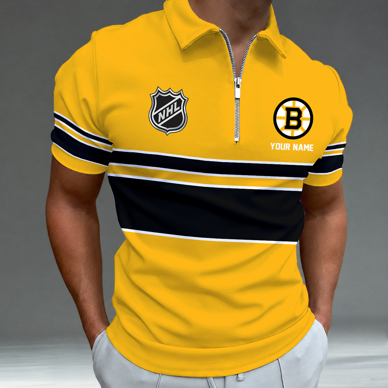 [SUPER SALE] NEW CUSTOMIZED NHL02 BTB BOSTON BRUINS POLO SHIRT