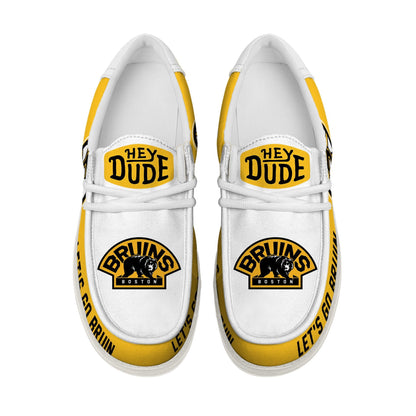 LIMITED EDITION - NEW CUSTOMIZED NHL02 BTB BOSTON BRUINS LOAFER SHOES