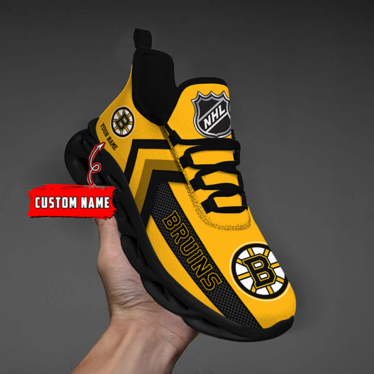 [SUPER SALE ] NEW CUSTOMIZED NHL02 BTB BOSTON BRUINS MAX SOUL SHOES