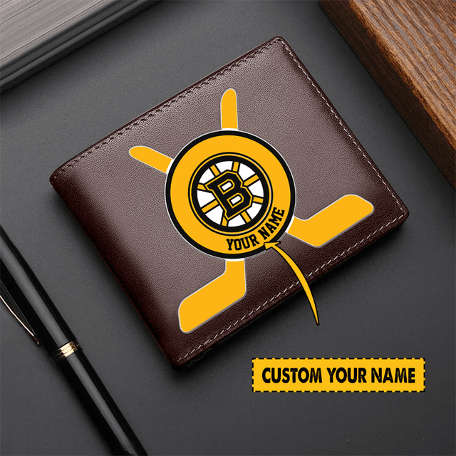 LIMITED EDITION - NEW CUSTOMIZED NHL02 BTB BOSTON BRUINS LEATHER WALLET