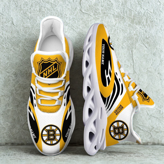 [SUPER SALE ] NEW CUSTOMIZED NHL02 BTB BOSTON BRUINS MAX SOUL SHOES