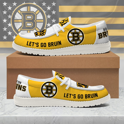 LIMITED EDITION - NEW CUSTOMIZED NHL02 BTB BOSTON BRUINS LOAFER SHOES