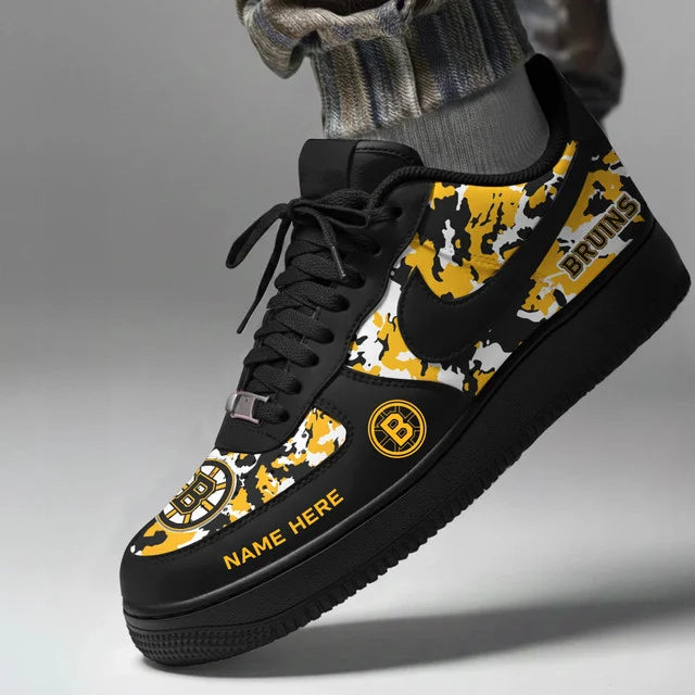 [SUPER SALE] NEW CUSTOMIZED NHL02 BTB BOSTON BRUINS AF1 SHOES