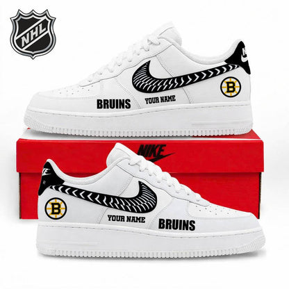 LIMITED EDITION - NEW CUSTOMIZED NHL02 BTB BOSTON BRUINS AF1 SNEAKERS