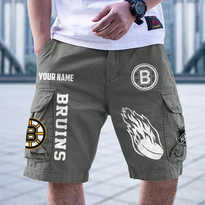 [SUPER SALE] NEW CUSTOMIZED NHL02 BTB BOSTON BRUINS CARGO SHORTS