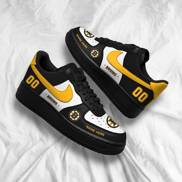 [SUPER SALE] NEW CUSTOMIZED NHL02 BTB BOSTON BRUINS AF1 SHOES