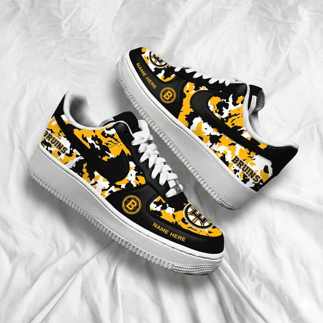 [SUPER SALE] NEW CUSTOMIZED NHL02 BTB BOSTON BRUINS AF1 SHOES
