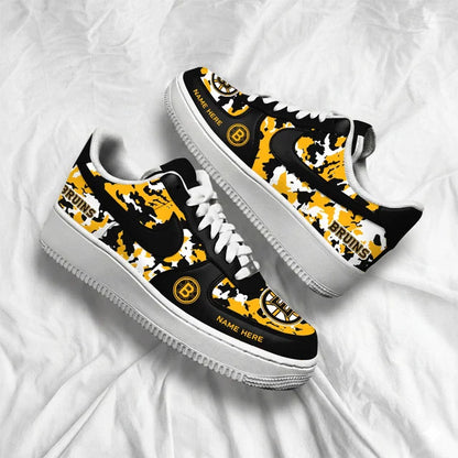[SUPER SALE] NEW CUSTOMIZED NHL02 BTB BOSTON BRUINS AF1 SHOES