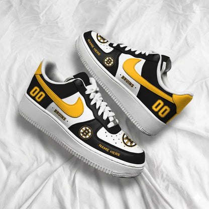 [SUPER SALE] NEW CUSTOMIZED NHL02 BTB BOSTON BRUINS AF1 SHOES