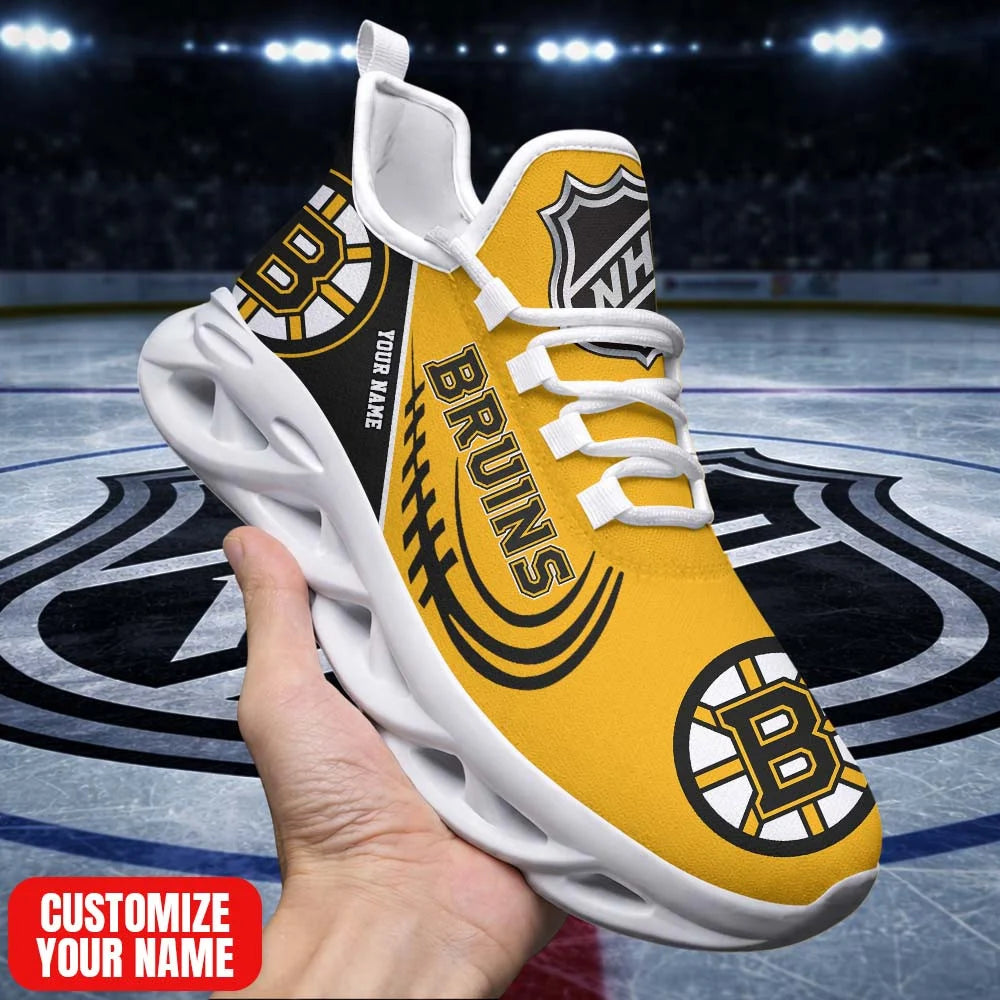 [SUPER SALE] NEW CUSTOMIZED NHL02 BTB BT BRUINS PREMIUM CLUNKY SNEAKERS