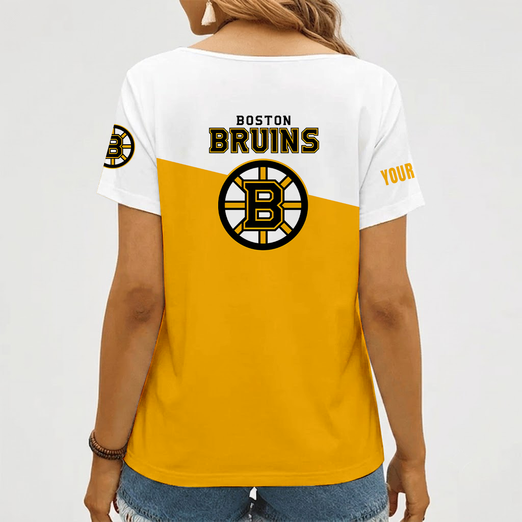 [SUPER SALE] NEW CUSTOMIZED NHL02 BTB BOSTON BRUINS V-NECK FEMALE SHIRT