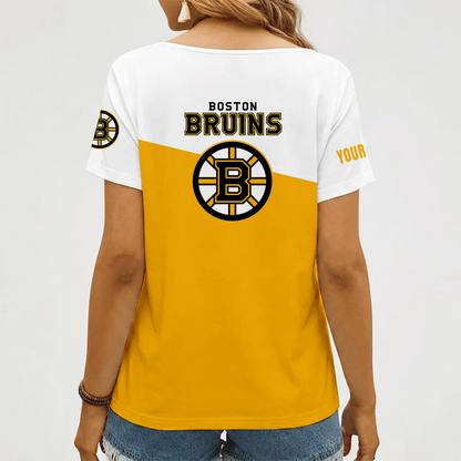 [SUPER SALE] NEW CUSTOMIZED NHL02 BTB BOSTON BRUINS V-NECK FEMALE SHIRT