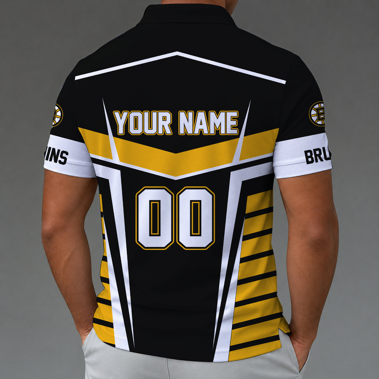 LIMITED EDITION - NEW CUSTOMIZED NHL02 BTB BOSTON BRUINS POLO SHIRT