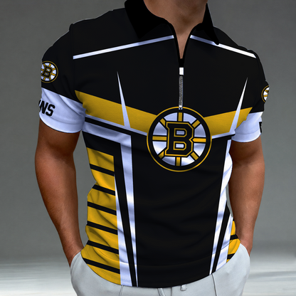 LIMITED EDITION - NEW CUSTOMIZED NHL02 BTB BOSTON BRUINS POLO SHIRT