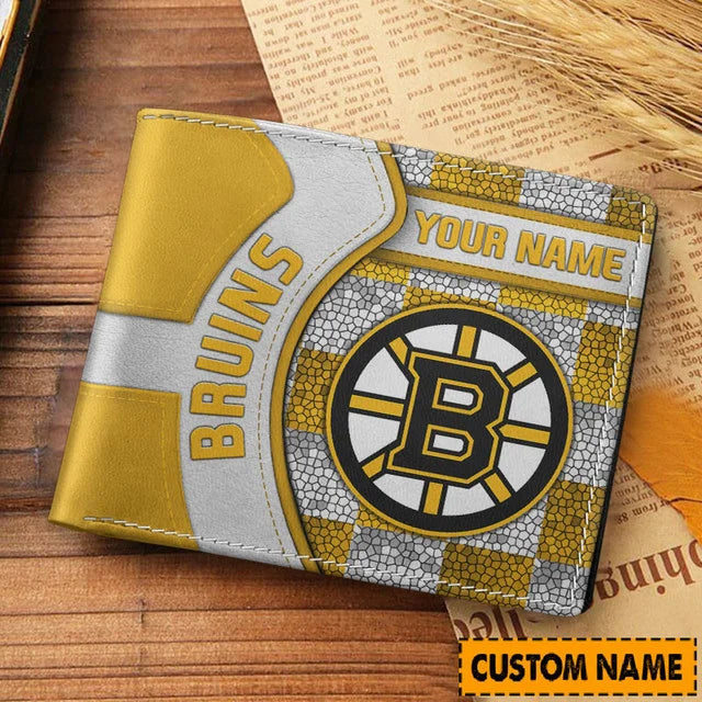 LIMITED EDITION - NEW CUSTOMIZED NHL02 BTB BOSTON BRUINS LEATHER WALLET