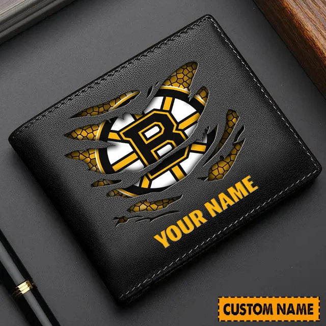 LIMITED EDITION - NEW CUSTOMIZED NHL02 BTB BOSTON BRUINS LEATHER WALLET
