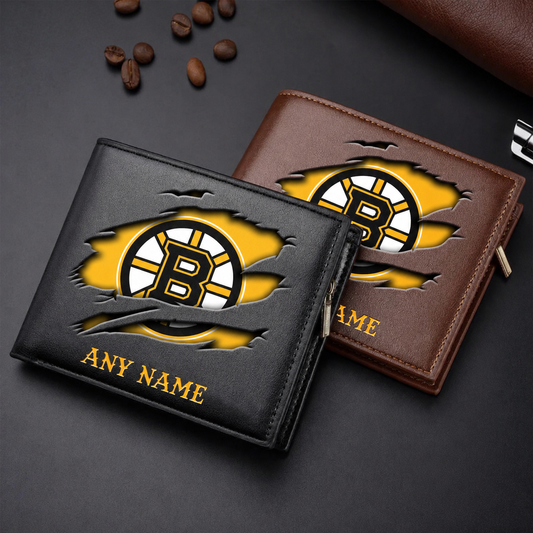 LIMITED EDITION - NEW CUSTOMIZED NHL02 BTB BOSTON BRUINS LEATHER WALLET