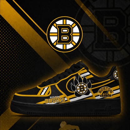 LIMITED EDITION - NEW CUSTOMIZED NHL02 BTB BOSTON BRUINS AF1 SHOES