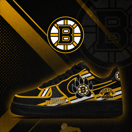 LIMITED EDITION - NEW CUSTOMIZED NHL02 BTB BOSTON BRUINS AF1 SHOES