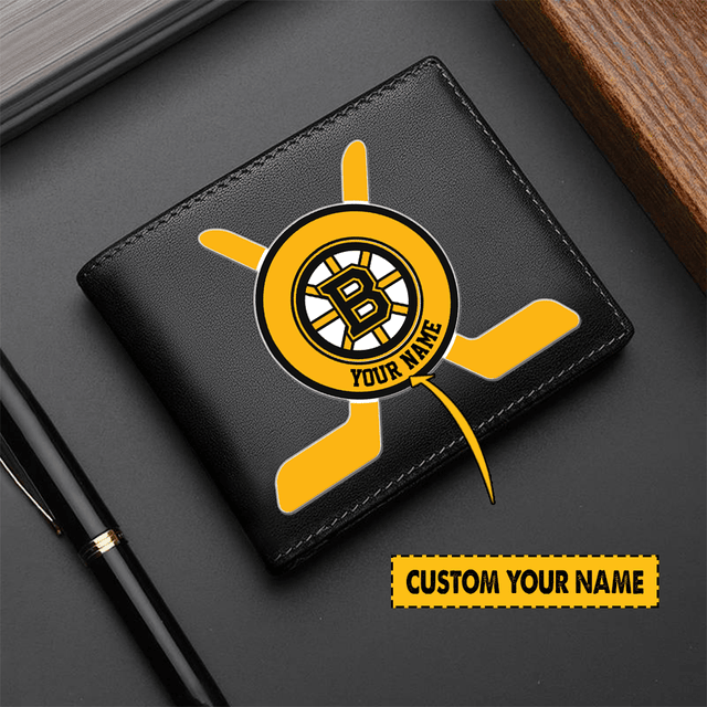 LIMITED EDITION - NEW CUSTOMIZED NHL02 BTB BOSTON BRUINS LEATHER WALLET