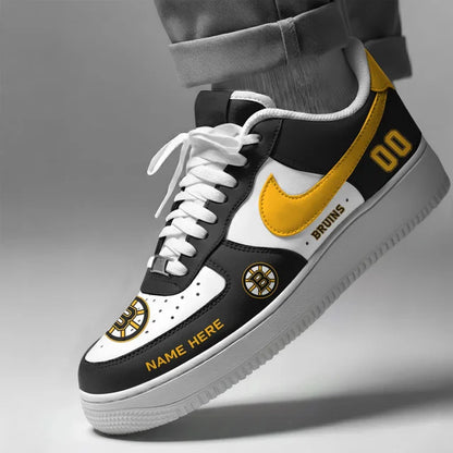 [SUPER SALE] NEW CUSTOMIZED NHL02 BTB BOSTON BRUINS AF1 SHOES