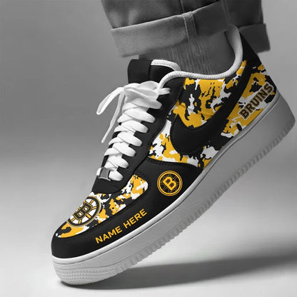 [SUPER SALE] NEW CUSTOMIZED NHL02 BTB BOSTON BRUINS AF1 SHOES